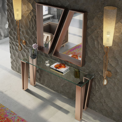 Saphire Glass Top Console Table