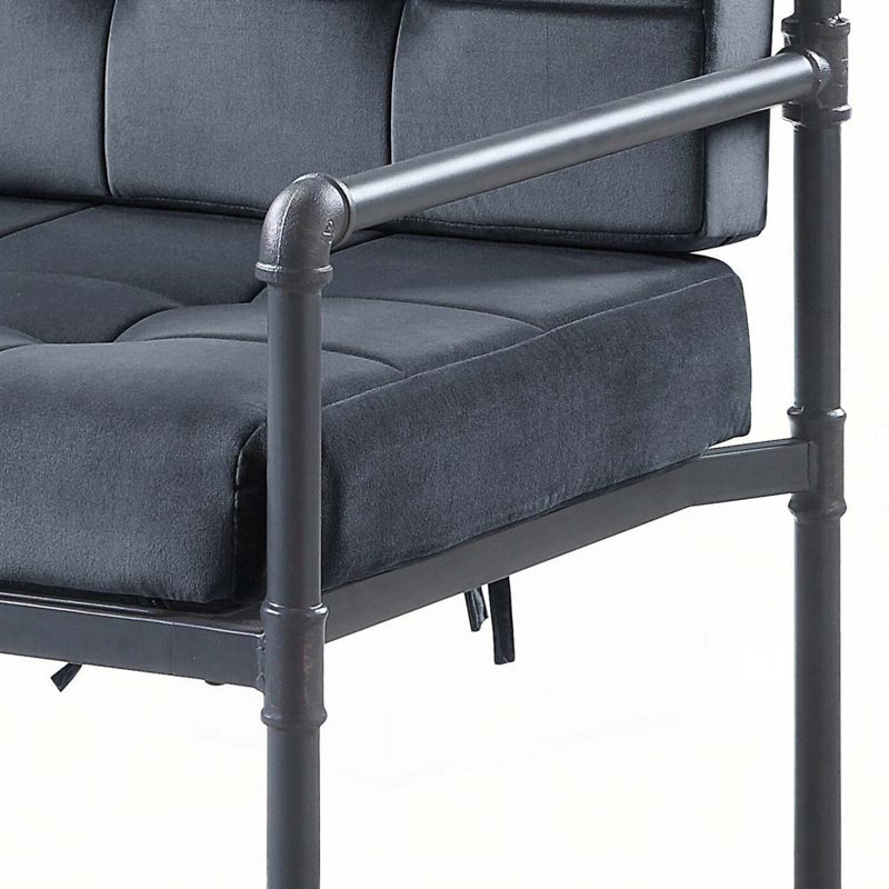 Fauteuil d'appoint à dossier coussiné gris et gris sable