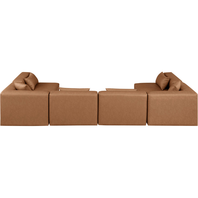 Houswerth Upholstered U-Shaped Sectional Reversible, Brown Vegan Leather