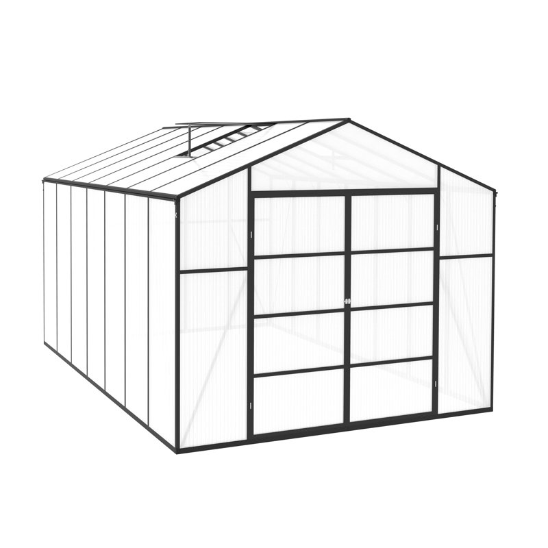Serre en aluminium 10 x 14 pi, H 8,7 pi x l 10,1 pi x P 14 pi
