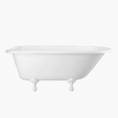 Heritage 54 Inch Cast Iron Clawfoot Tub and Shower Package - White / Chrome  Feet & Fixtures