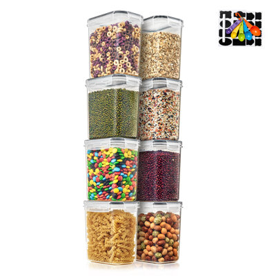 Sorbus Airtight Food Storage Containers with Locking Lids, Measuring Spoons & Labels - 8 Pack (1.6L/54.10 Oz)