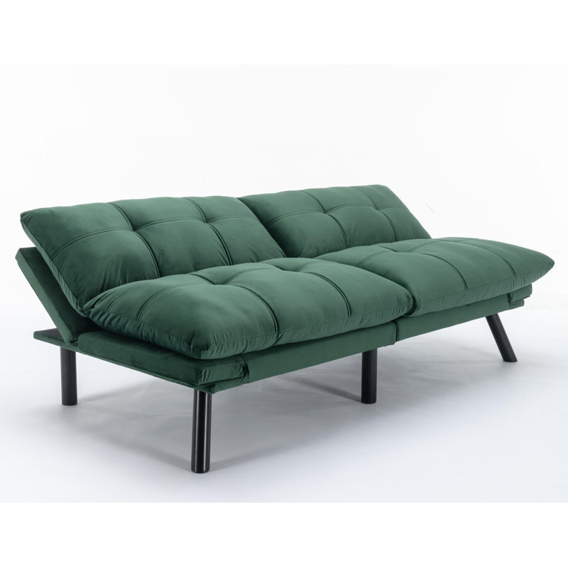 Canapé-lit convertible pliant moderne, canapé à 2 places avec accoudoirs réglables, Vert