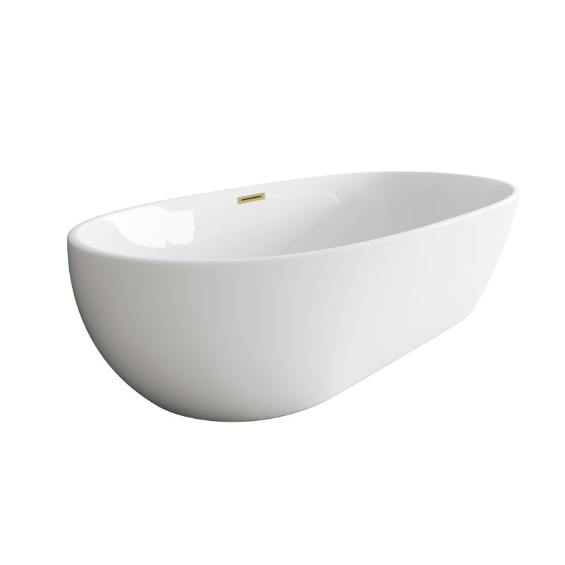 Fredericksburg 70'' x 33.5'' Soaking Acrylic Bathtub, Brushed Gold