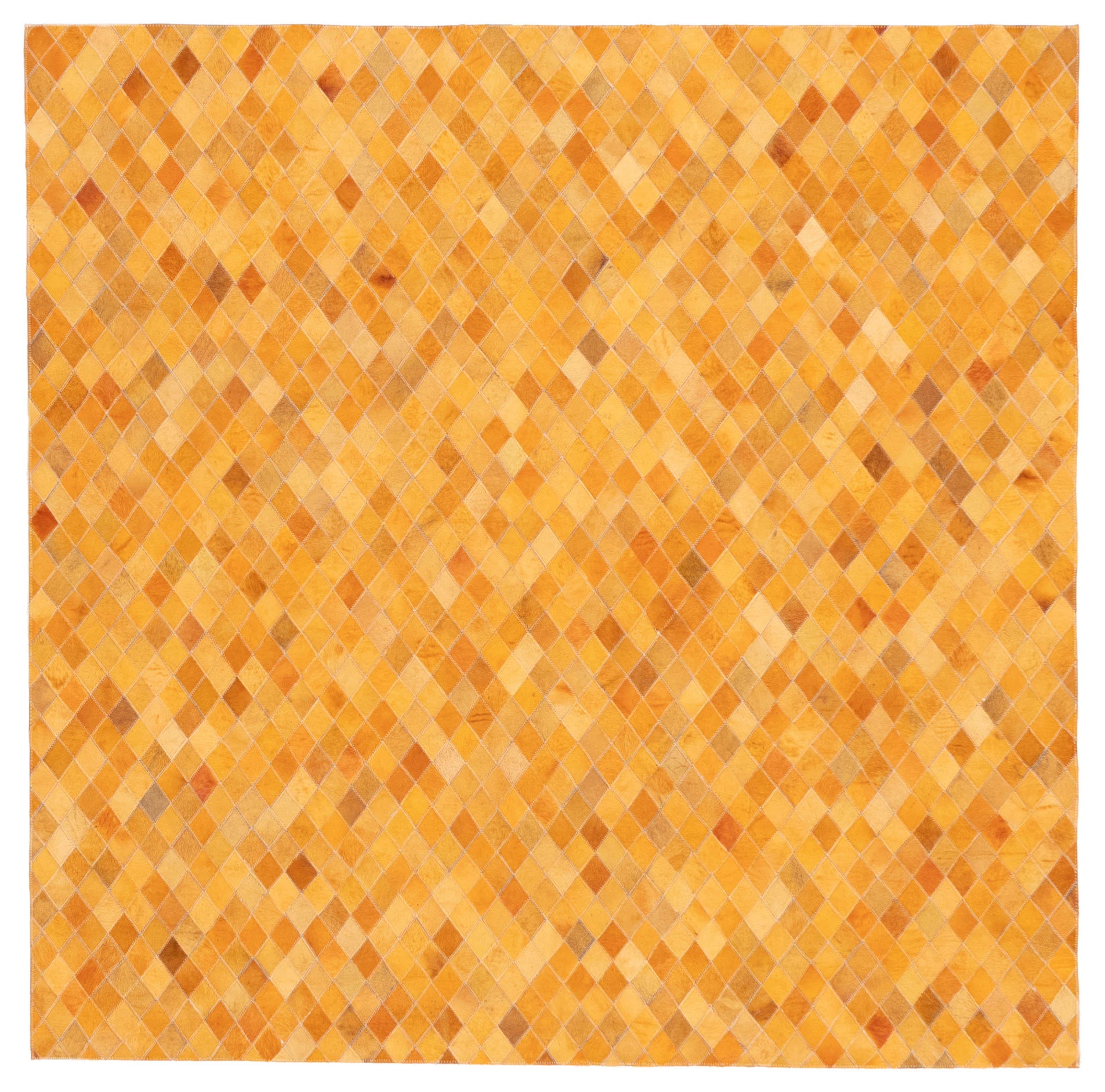 Isabelline Cowhide Patchwork Orange Rug 6'0
