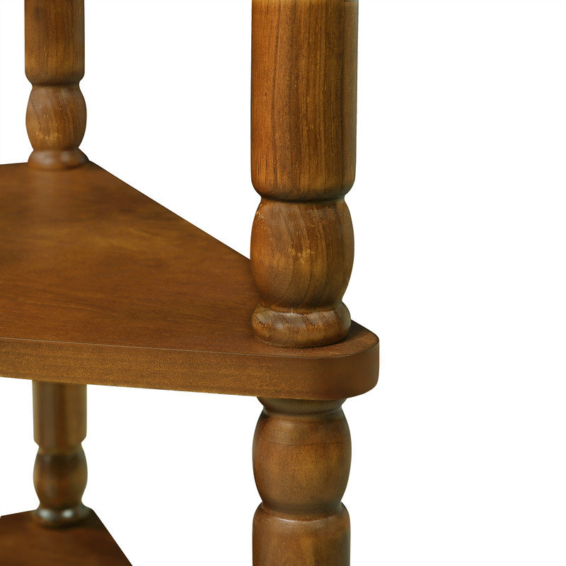 Multi-Function 33.8'' Small Triangle Corner Table,Sturdy and Durable, 3 Tier End Corner Table with Solid Wood Legs,Plastic Pads for Small Spaces/ Living Room/Balcony/Bedroom/Corridor