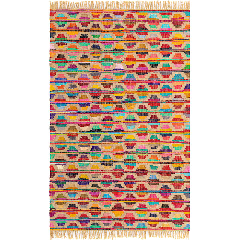 Cotton Geometric Indoor Rug, Rectangle 5' x 8'