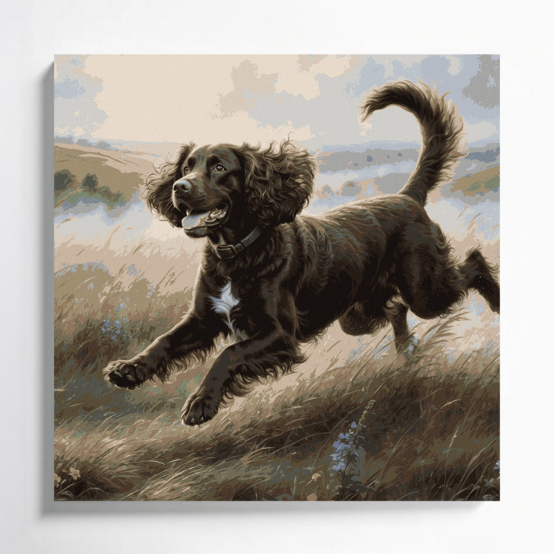 «Dogs Irish Water Spaniel», art mural sur toile brune, 8" H x 8" W
