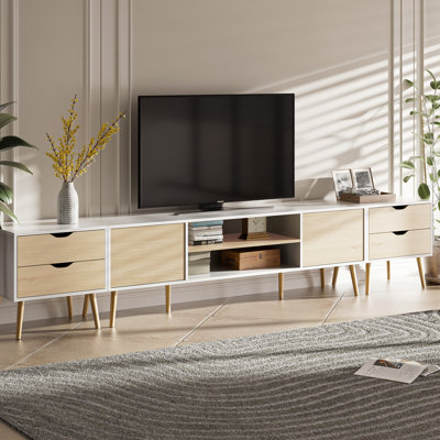 Tv Stand For Tvs Up To 100 Inch, Entertainment Center For 85 95 100 Inch Tv Console Table With 2 Storage Cabinets And 4 Drawers For Living Room Bedroo -  George Oliver, 2CDD85E9B36947C8A30CD618B1057EE8