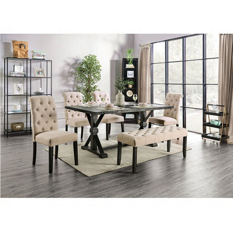 Adaiah Trestle Dining Set, Ivory