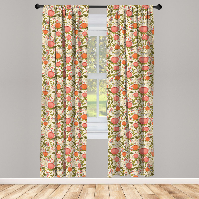 Floral Semi-Sheer Rod Pocket Curtain Panels, 28" x 84"