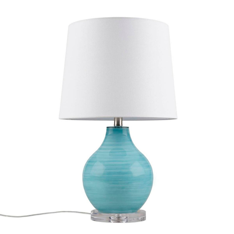 Lampe de table en verre soufflé tourbillon bleu turquoise Aqua