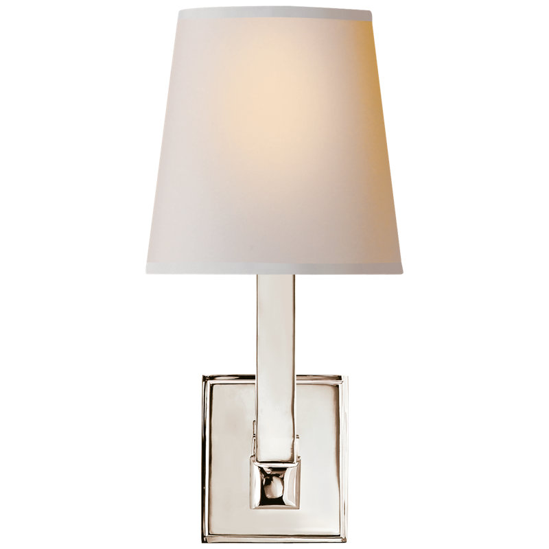 Chapman & Myers Square Tube Single Sconce, Polished Nickel, Fabric