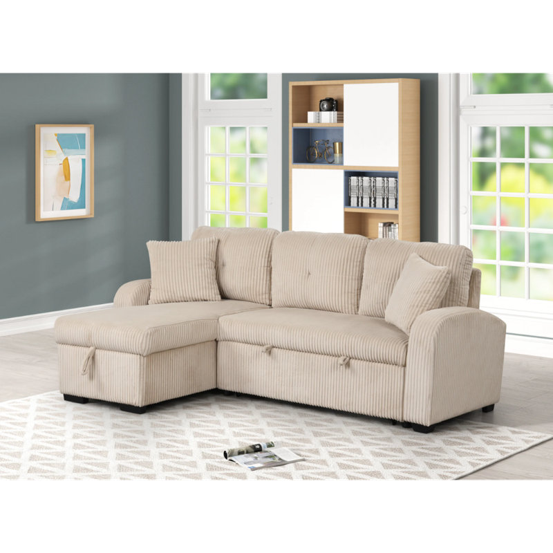 Canapé modulaire réversible avec lit gigogne Beige Silvia