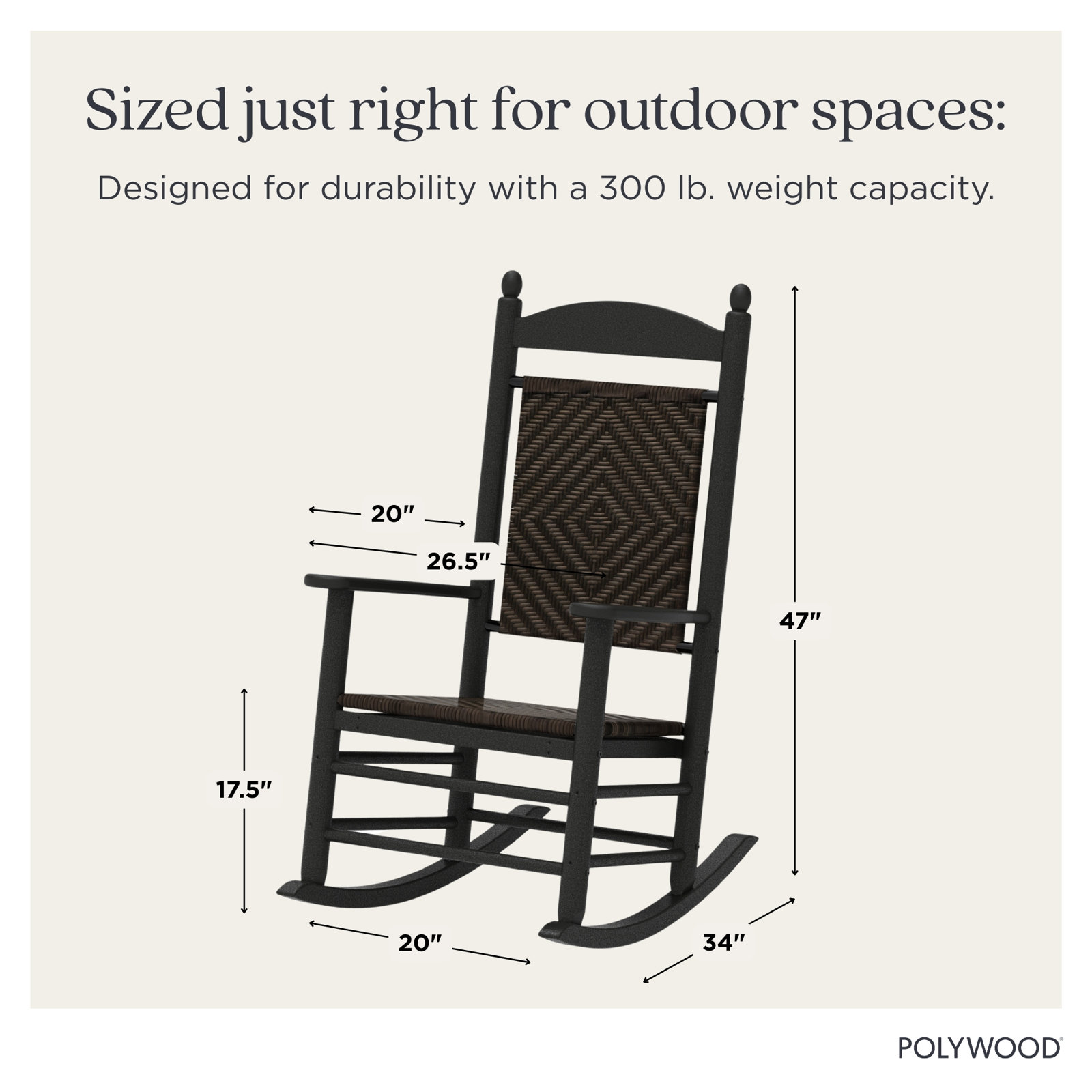 POLYWOOD® Rocker Woven Patio Rocking Chair, Green