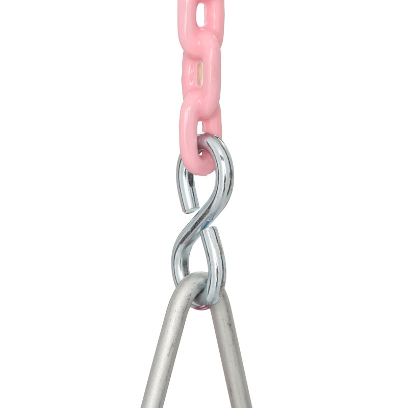 Pink Polymer Full Bucket Toddler Swing with Coated Chains