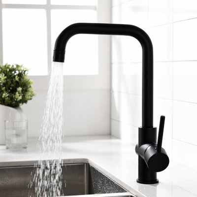 Robinet d'évier de cuisine à poignée simple en laiton noir