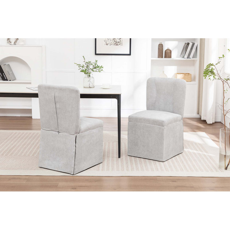 Chaises de salle à manger en lin, chaises d'appoint, ensemble de 2, Gris