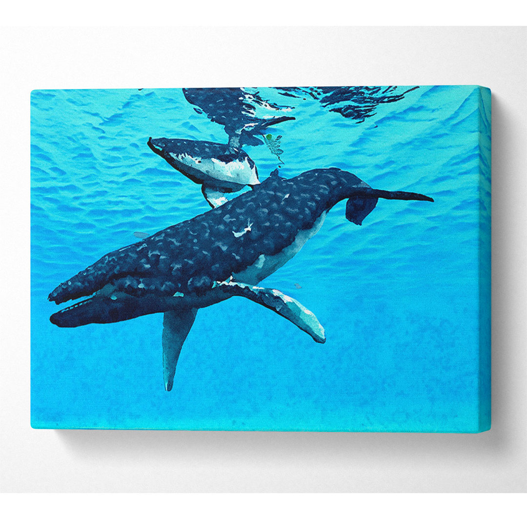 Whale Fun - Wrapped Canvas Kunstdrucke