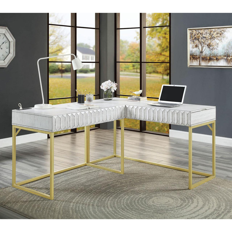 Sleek & Chic Modern Computer Desk, Antique White
