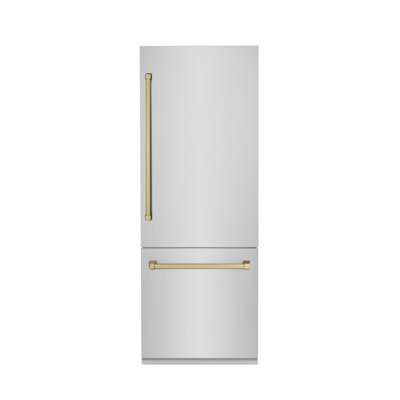ZLINE 30 in. 16.1 cu. ft. Built-In Bottom Freezer Refrigerator with Water Dispenser and Ice Maker in Satin Stainless Steel