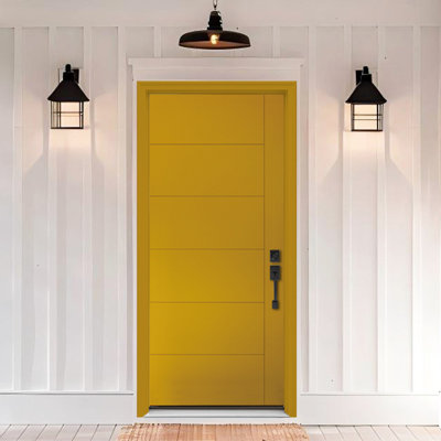 Porte avant en fibre de verre 36 po x 80 po, dalle contemporaine brossée et cadre Vinly avec cadre de porte, installation facile