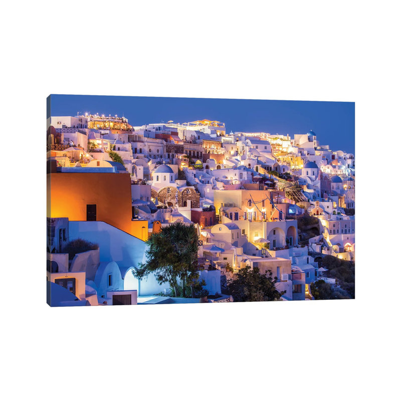 Oia la nuit, Santorin, Grèce, H 18 po x l 26 po x P 1,5 po