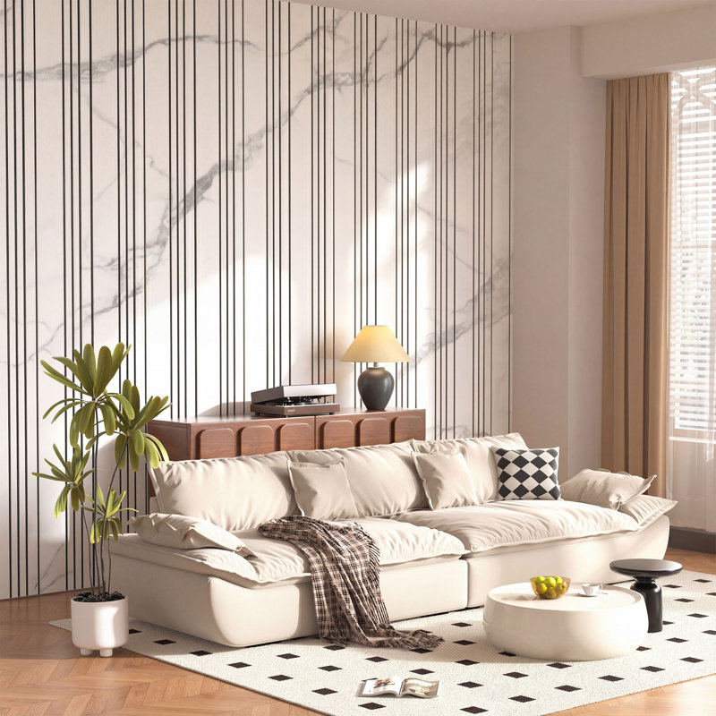 8-Piece 23.6" x 23.6" 3D Acoustic Wood Slat Wall Panels, Sound Absorbing Decorative Panels for Interior Walls, Marble