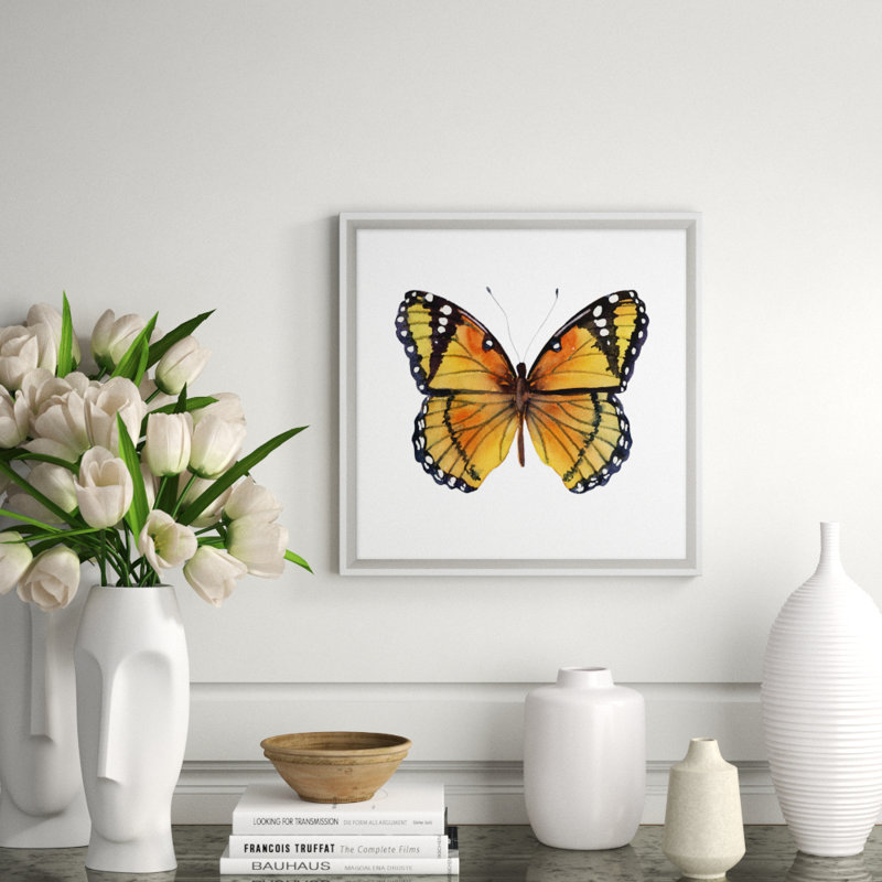 Butterfly Study 5' Framed Graphic Art Print on Glass