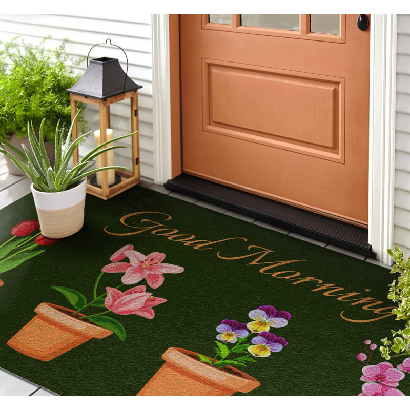 Non-Slip Floral Outdoor Doormat