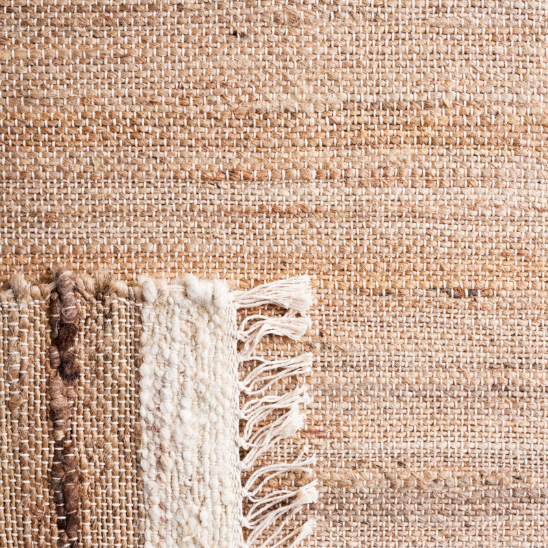 Maidah Hand Woven Jute/Wool/Cotton Striped Rug in Brown, Rectangle 6' x 9'