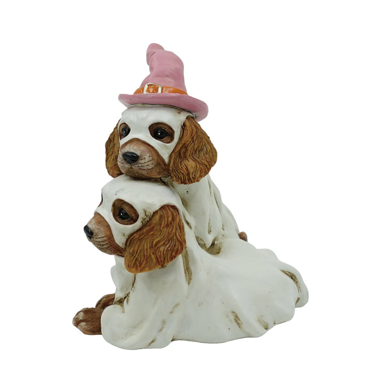 Figurines de chiens habillés de résine fantôme - objets décoratifs colorés pour la décoration de table d'Halloween, parfaits pour une utilisation intérieure, cadeaux uniques pour des hôtesses et des occasions spéciales, décorations fantaisistes pour la maison