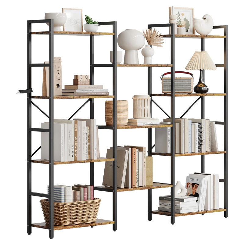 138.4cm H x 158cm W Iron Bookcase, Brown