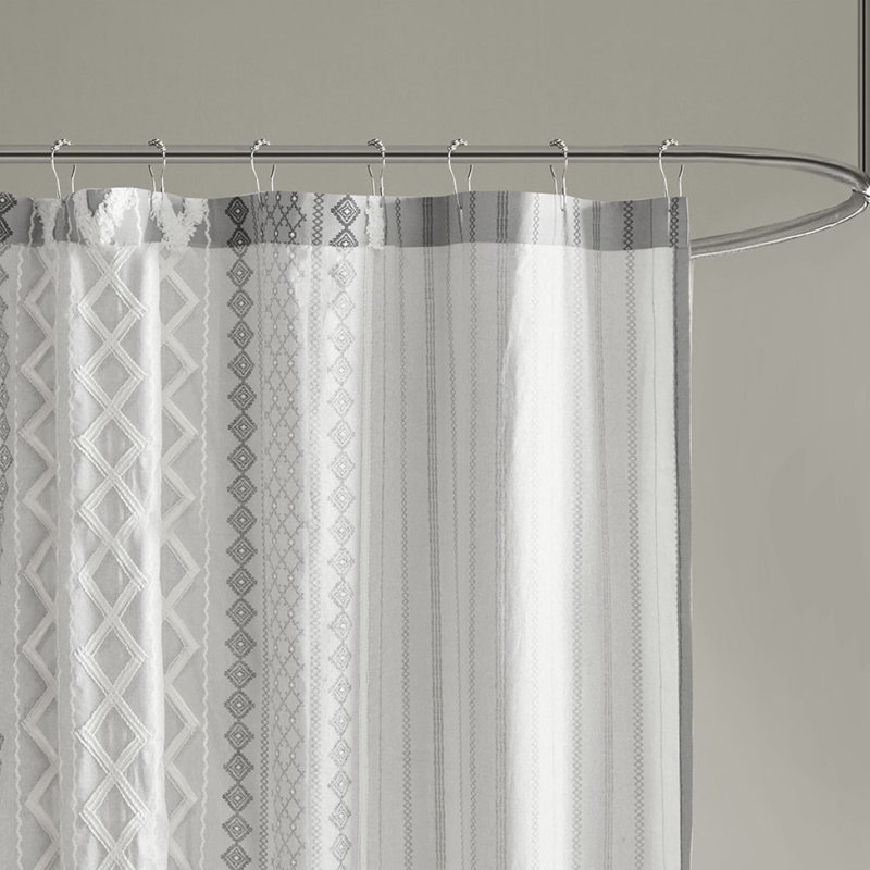 Rideau de douche en coton avec chenille, Gris
