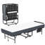 Lit pliant de 75 po pour les invités de grande taille, mousse à mémoire de forme de 5 po, tête de lit réglable, structure robuste, lit simple de 75 po facile à déplacer et à monter de 5 po, construction stable, lit de camp portatif, roues mobiles