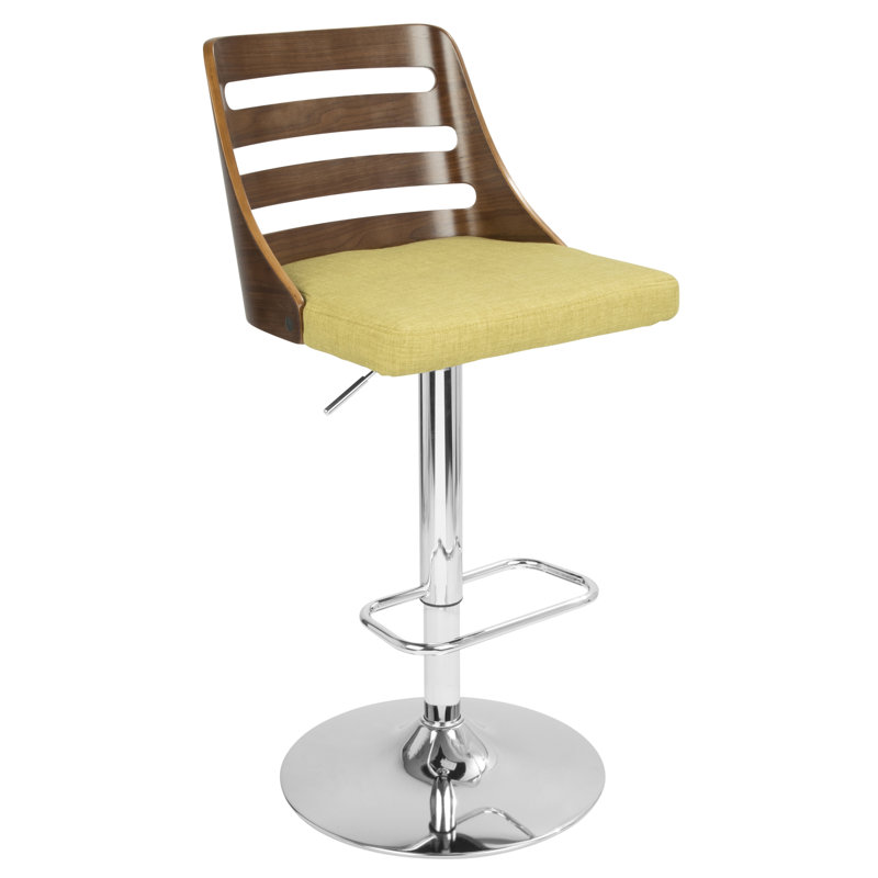 Huitt Upholstered Adjustable Bar Stool, Green
