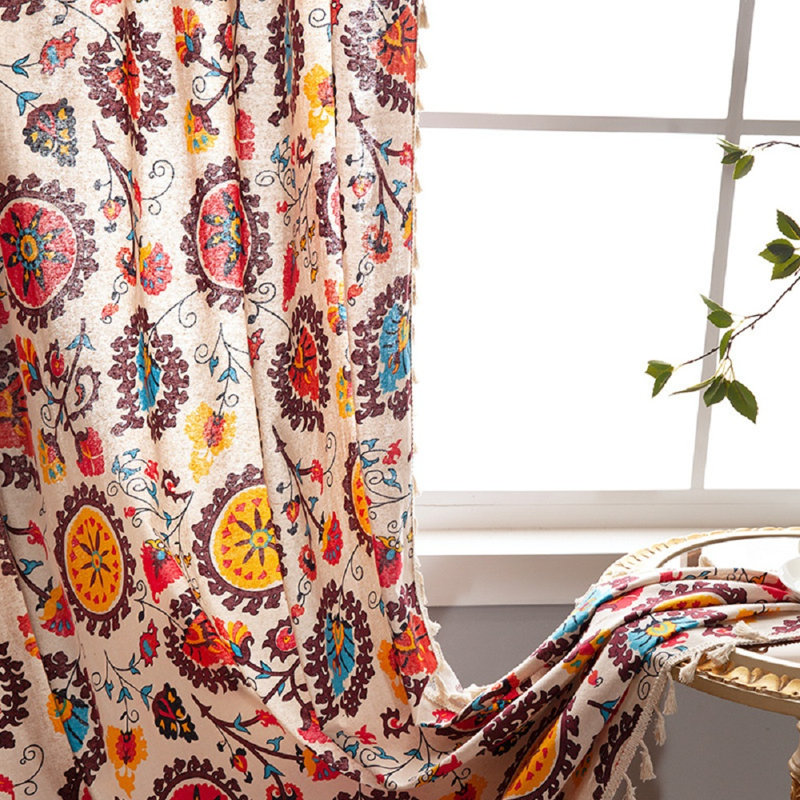 Ensemble de rideaux Boho Flower, L 59 po x L 79 po