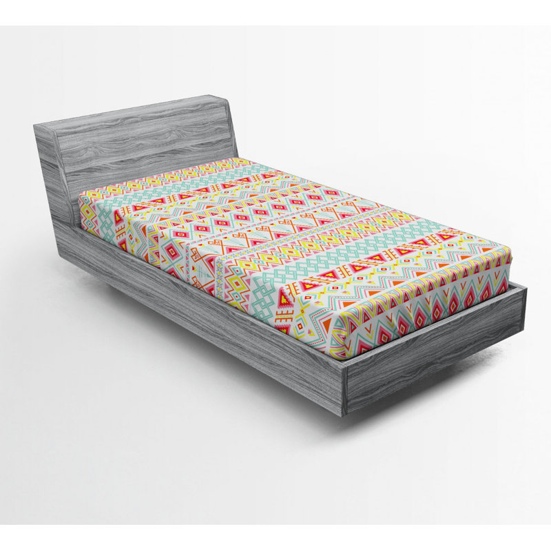Microfiber Floral Fitted Sheet, Twin XL Fitted Sheet, Red/Yellow/White