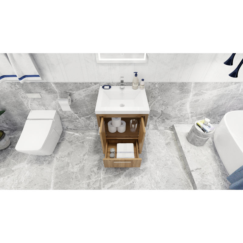 Ensemble de meuble-lavabo simple 24 po Alsadig, Chêne naturel