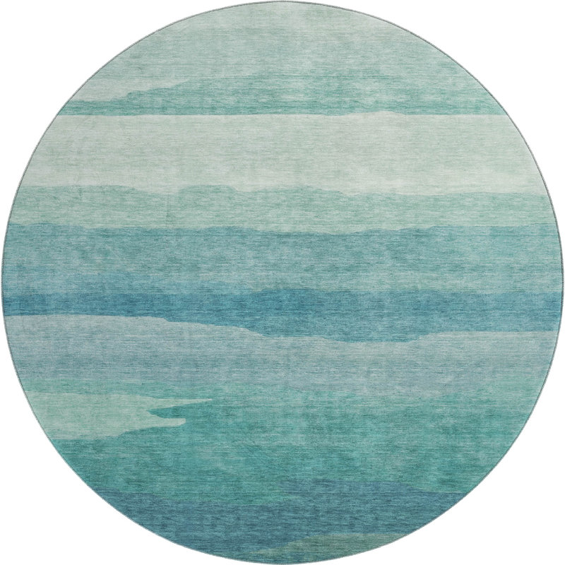 Premium Machine Washable Alijah AMF1254 Stripes Rug, Round 8'