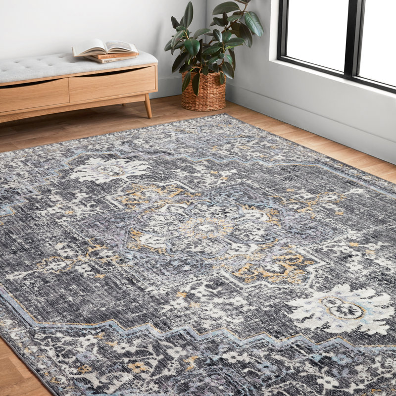 Eythen Performance Oriental Indoor Rug, Rectangle 9'3" x 13'