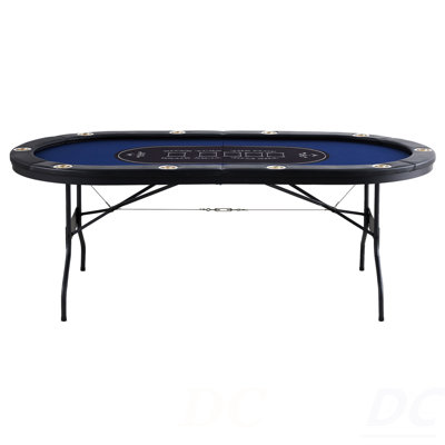 Table de poker pliable pour 10 joueurs, table de poker Blackjack Texas Holdem avec rails rembourrés et porte-gobelets en acier inoxydable, table de jeu de société pliante portative, table de jeu ovale de casino de 84 po, table
