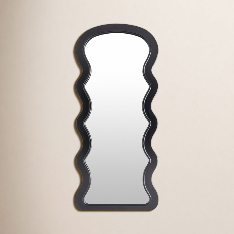 Landover White Abstract Full Length Mirror, Black