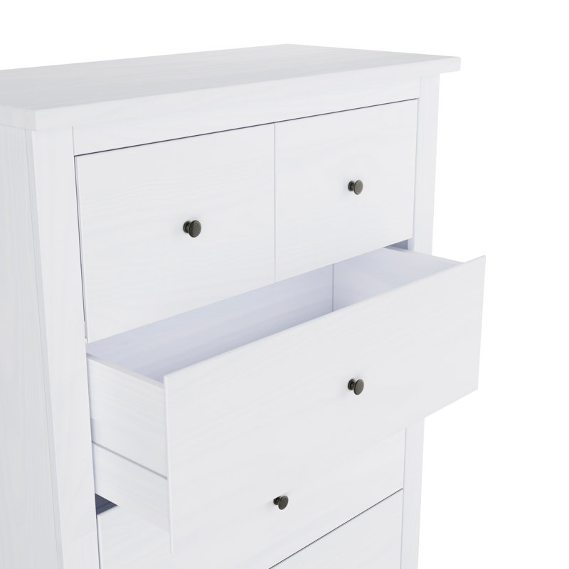 HAVANA PINE 5 DRAWER CHEST OF DRAWERS, White