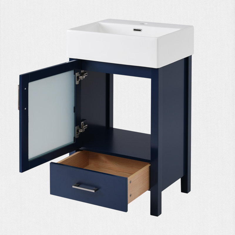 20.2" Bathroom Vanity with Glass Door, Blue