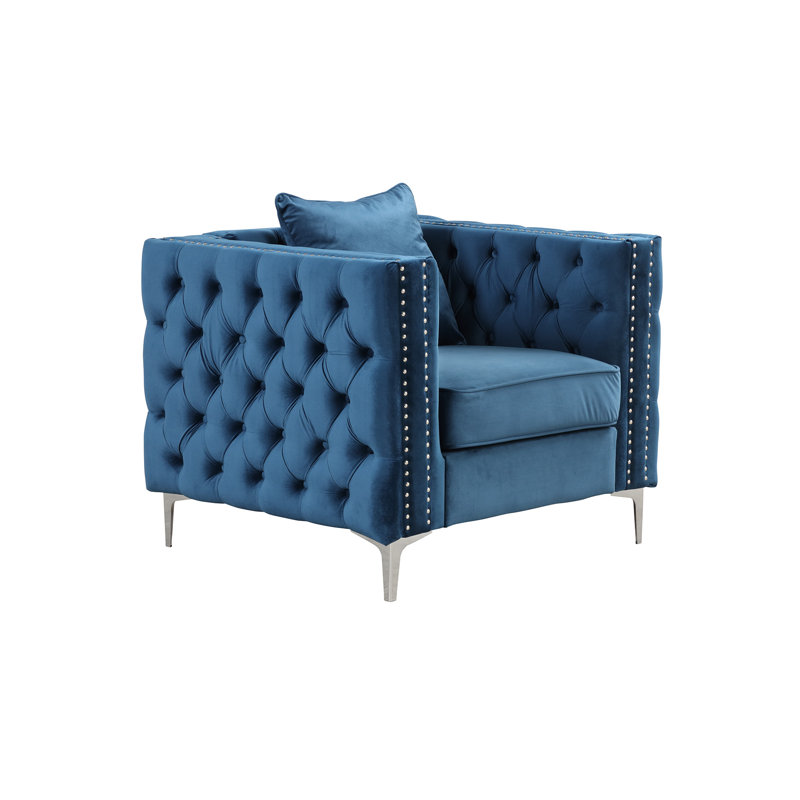 Martens Velvet Armchair, Blue Velvet
