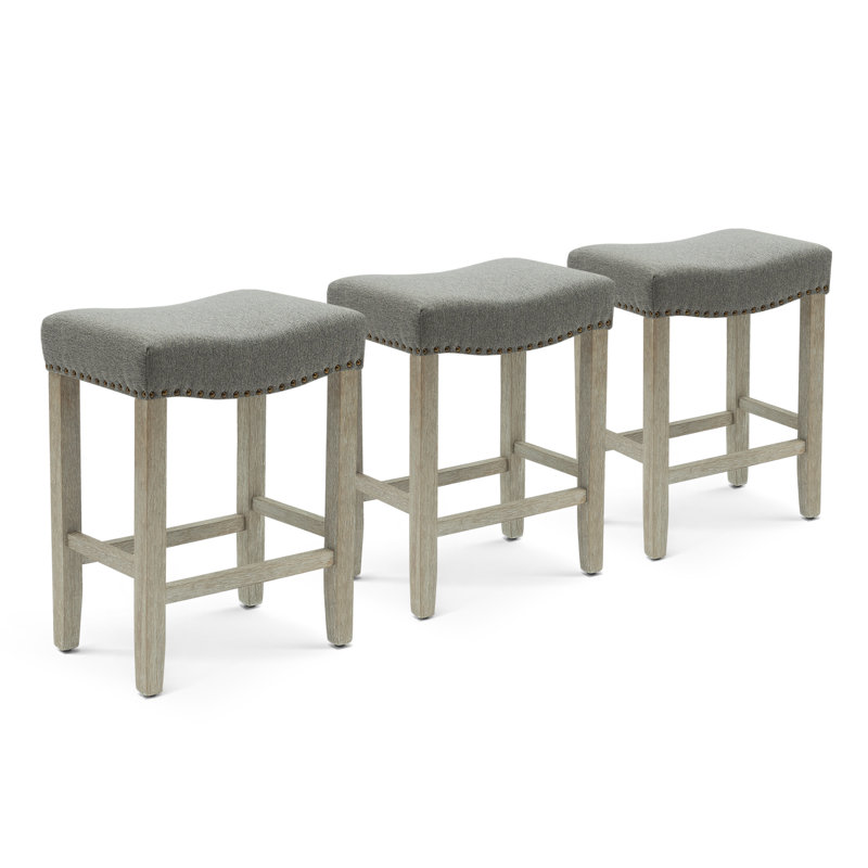 Tabouret Jameson, Tissu gris / structure grise, Tabouret de comptoir (siège d’une hauteur de 24
