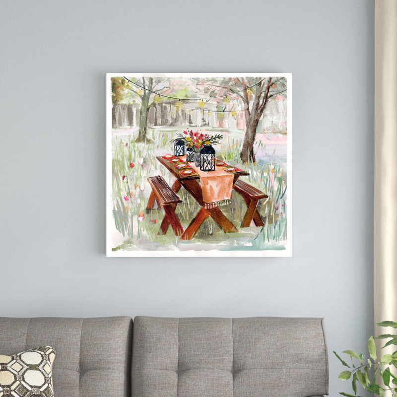 «Fall Tablescape Under String Lights», reproduction sur toile, H 30 po x l 30 po