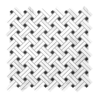 Soletile Carrara White & Black Onyx Knot Polished Marble Mosaic Wall & Floor Tile
