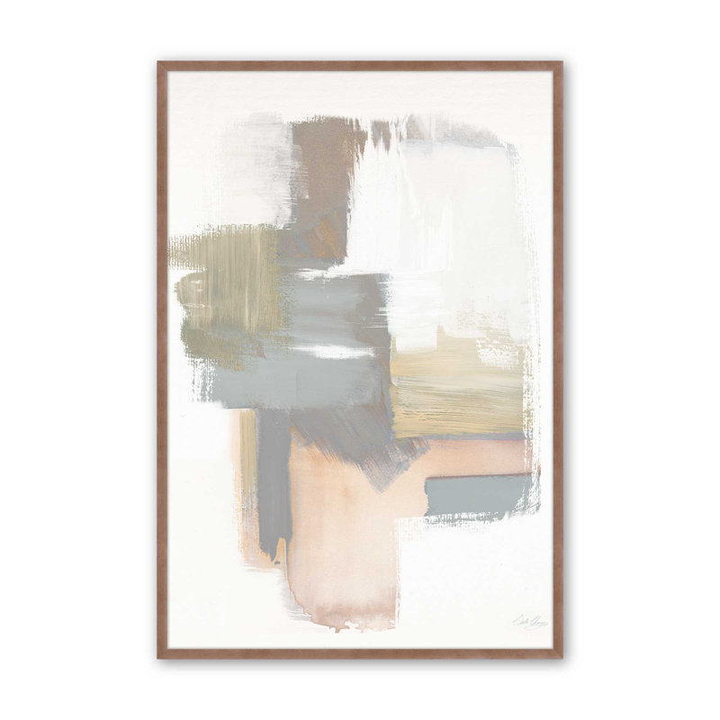 «Beige Ballet V2» sur papier, Encadré rose poudre, H 15 po x l 12 po